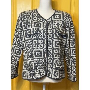 VTG Stuart Alan Petites Double Tribal Sweater Jacket USA Made SZ 10 Maximalist